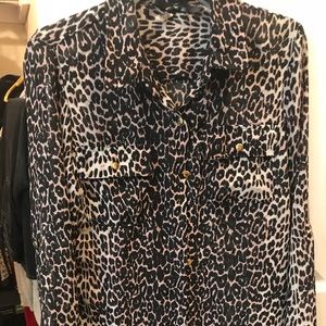 Leopard print button down
